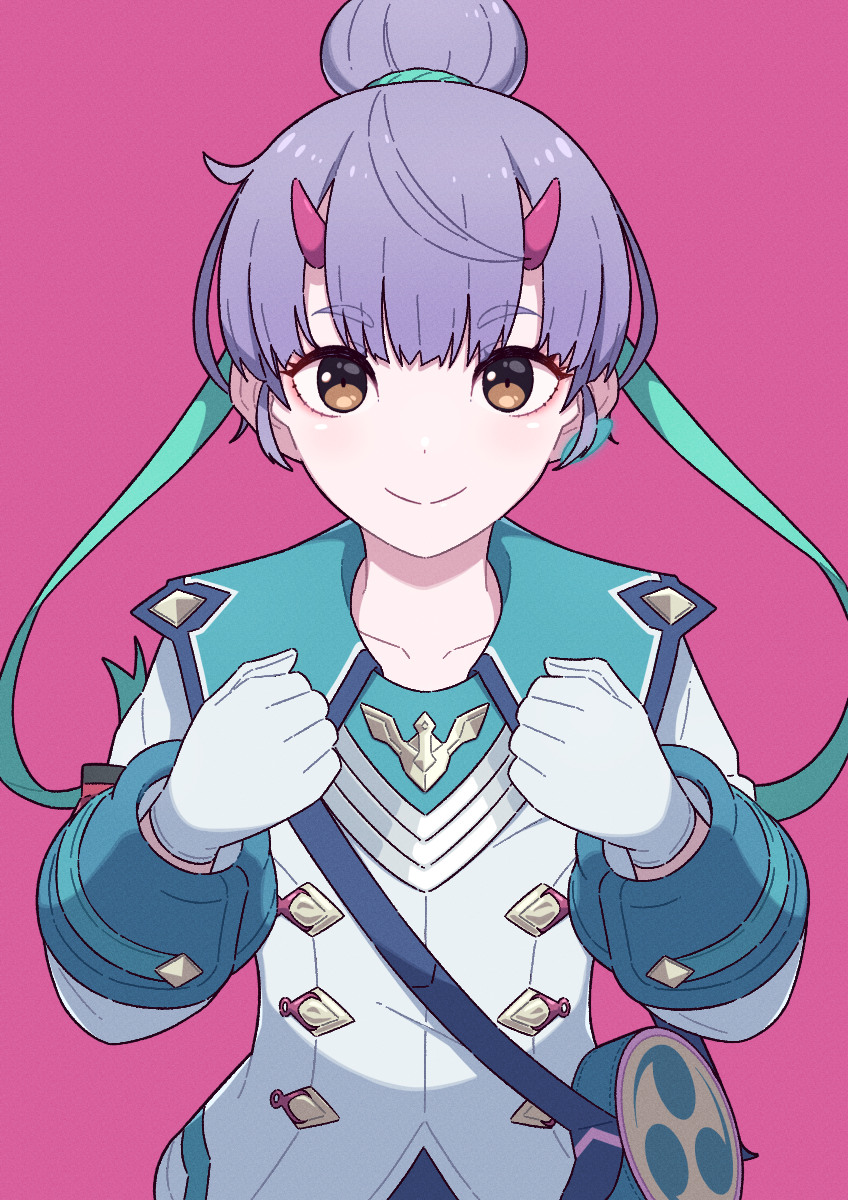 1girl, brown_eyes, clenched_hands, fiona_(xenoblade), gloves, hair_bun, highres, hinoyama_kou