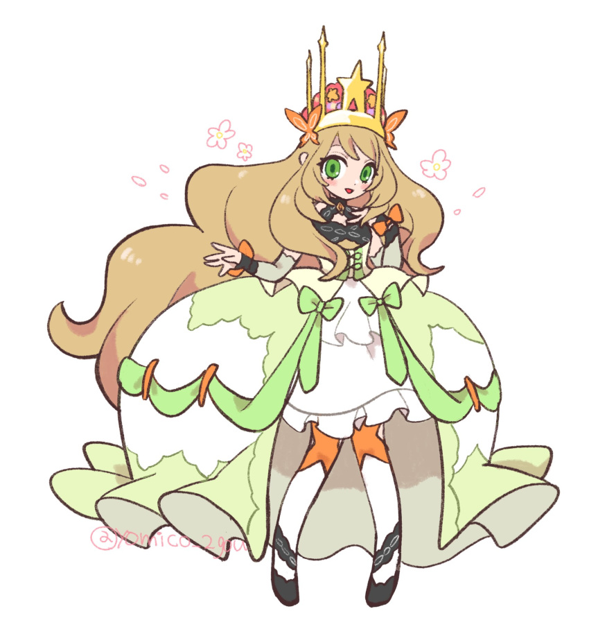 blonde_hair, bow, butterfly_hair_ornament, celine_(fire_emblem), crown, dress, fire_emblem, fire_emblem_engage