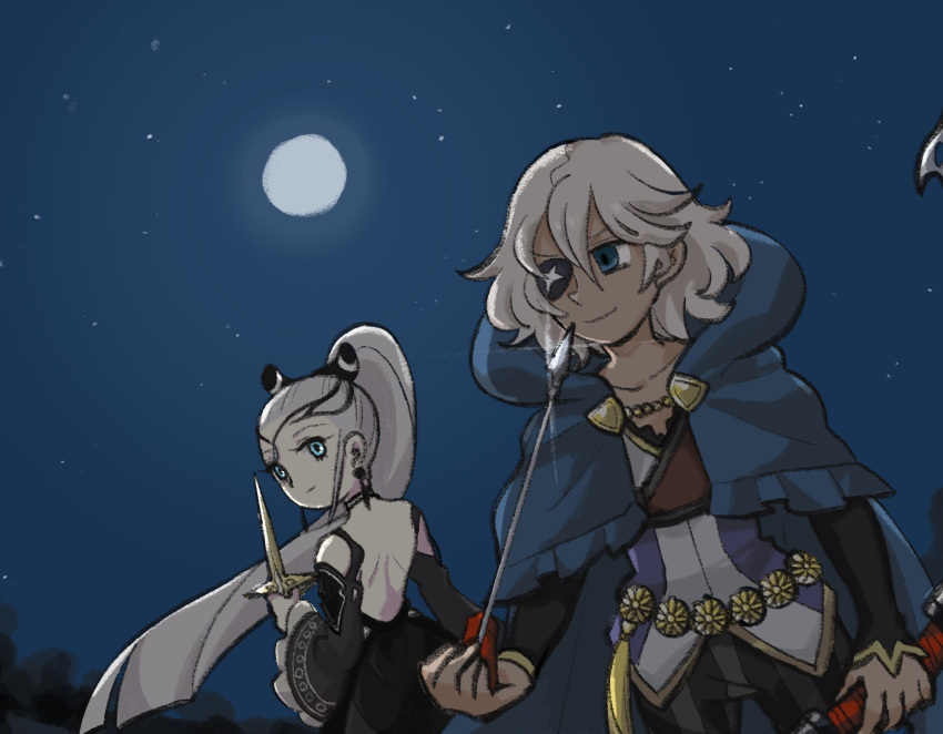 arrow_(projectile), back, black_dress, blue_eyes, blue_hood, bow_(weapon), dress, eir_(fire_emblem)