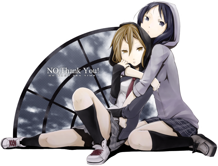 black_eyes, black_hair, brown_eyes, brown_hair, hair_down, hoodie, k-on!, long_hair, necktie, no_thank_you, no_thank_you!, pectong, school_uniform, short_hair, tainaka_ritsu