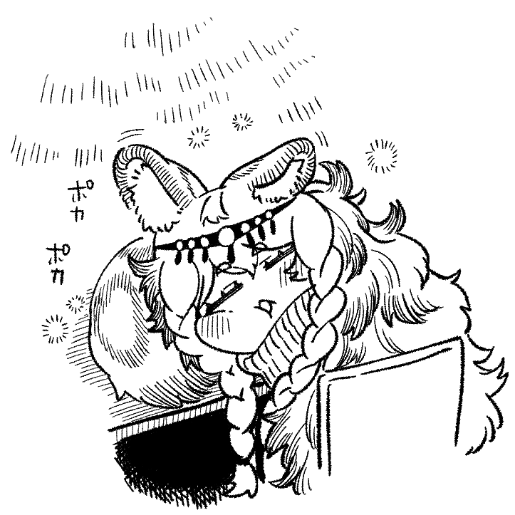 1girl, =_=, animal_ears, arknights, bokiboki333, braid, chibi, closed_eyes