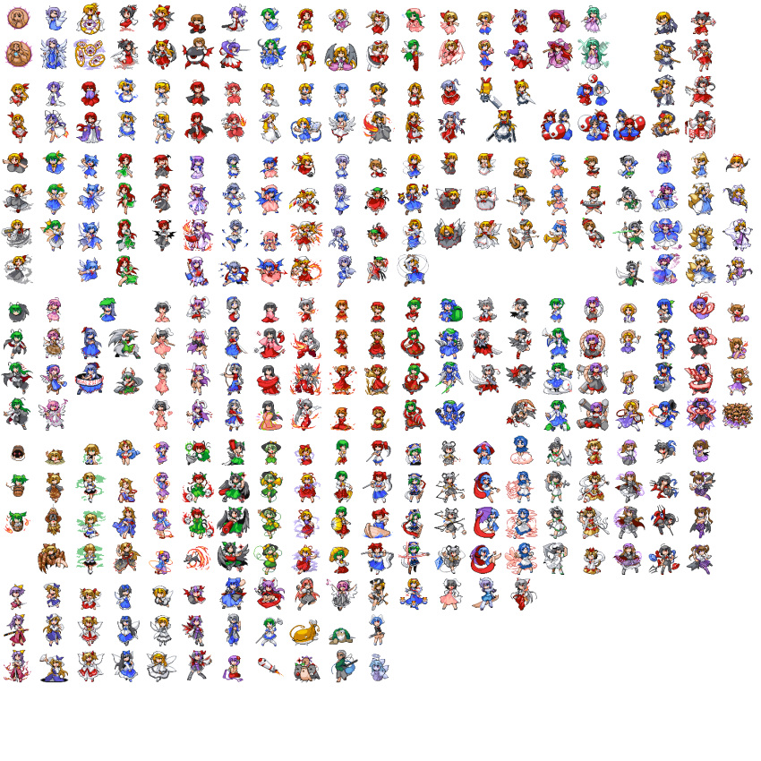 absolutely_everyone, aki_minoriko, aki_shizuha, alice_margatroid, asakura_rikako, chen, chibi, cirno