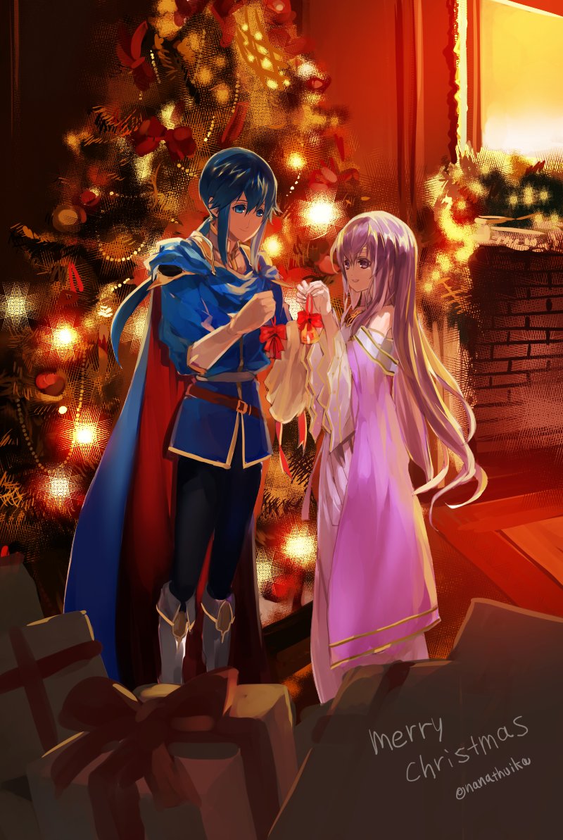 1boy, 1girl, bell, belt, blue_eyes, blue_hair, brother_and_sister, cape