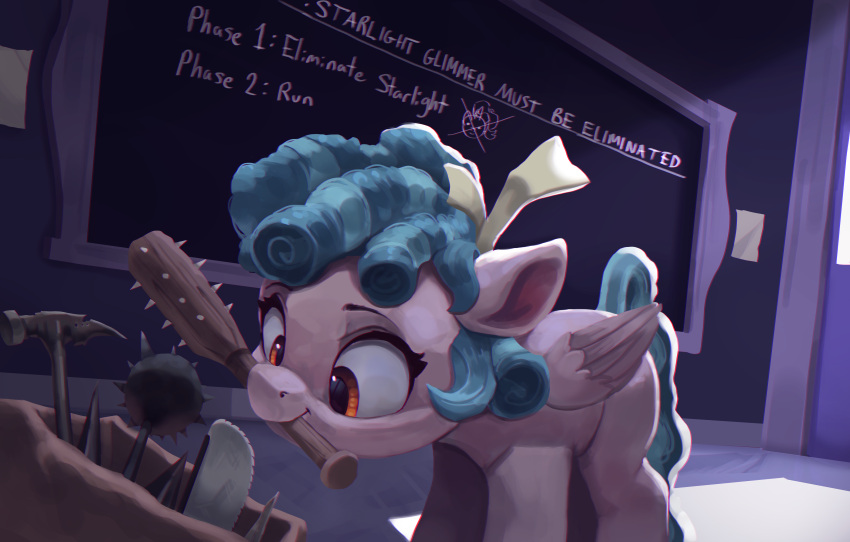 1girl, absurdres, animal_ears, aqua_hair, brown_eyes, chalkboard, cozy_glow, english_text