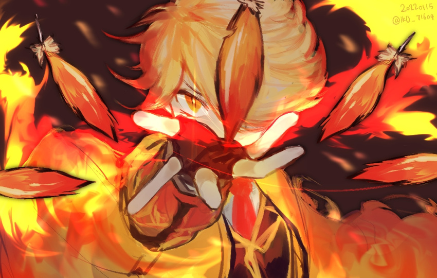 1other, black_gloves, blonde_hair, coat, e.g.o_(project_moon), employee_(lobotomy_corporation), feathers, fingerless_gloves