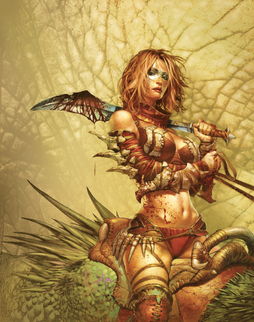 absurdres, blood, blue_eyes, face_paint, facepaint, golden_axe, highres, muscle