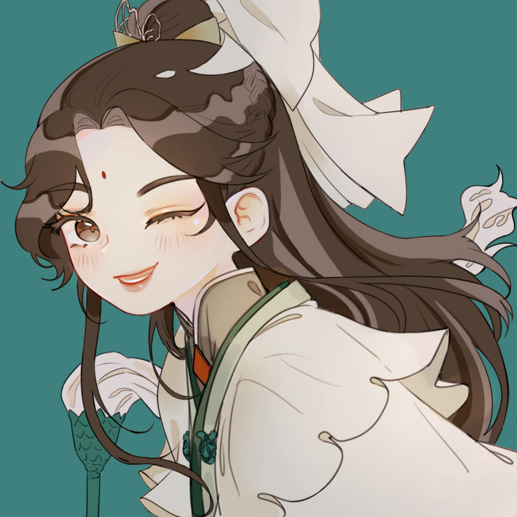 1girl, aqua_background, blush_stickers, braid, brown_eyes, brown_hair, capelet, chinese_clothes