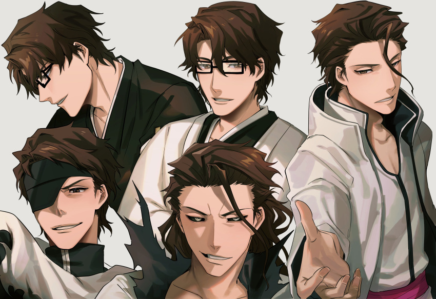 1boy, absurdres, aizen_sousuke, asada_sadao, black_kimono, black_sclera, bleach, bleach:_the_thousand-year_blood_war