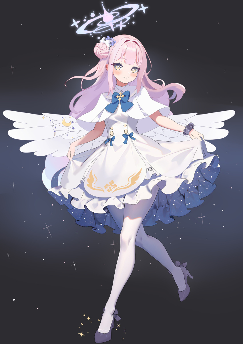 1girl, absurdres, baozi_9527, black_background, black_footwear, blue_archive, blue_halo, blush