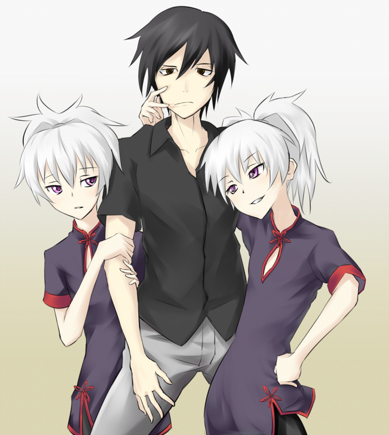 black_hair, brown_eyes, china_dress, chinese_clothes, dark_persona, darker_than_black, dress, dual_persona