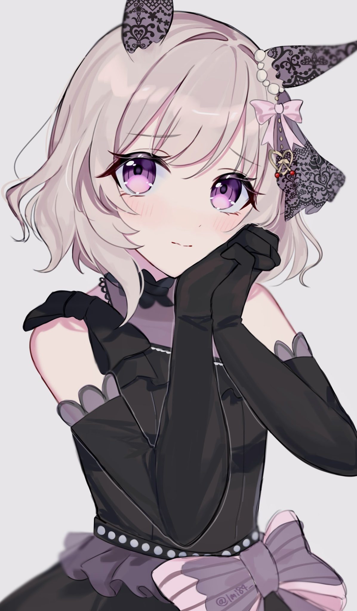 1girl, animal_ears, black_dress, black_gloves, breasts, closed_mouth, curren_chan_(sakutsuki_ma_cherie)_(umamusume), curren_chan_(umamusume)