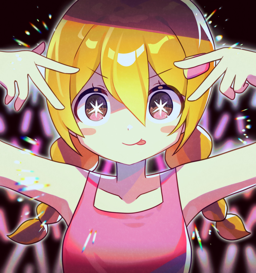 1girl, :p, absurdres, armpits, blush, closed_mouth, hair_ornament, hairclip