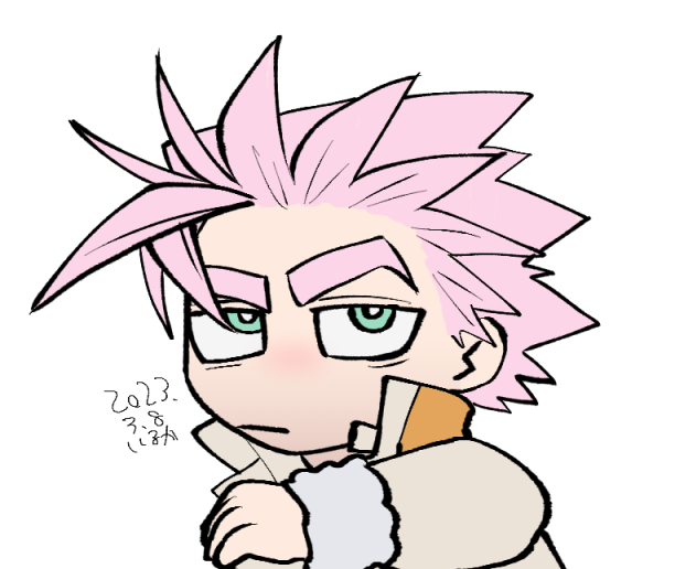 1boy, bored, chibi, dated, deruha_(this_communication), huge_eyebrows, looking_at_viewer, male_focus