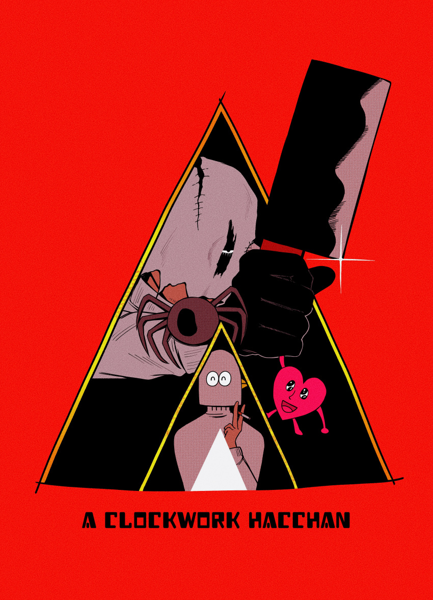 2boys, ^_^, a_clockwork_orange, absurdres, animalization, between_fingers, bird_mask, black_gloves