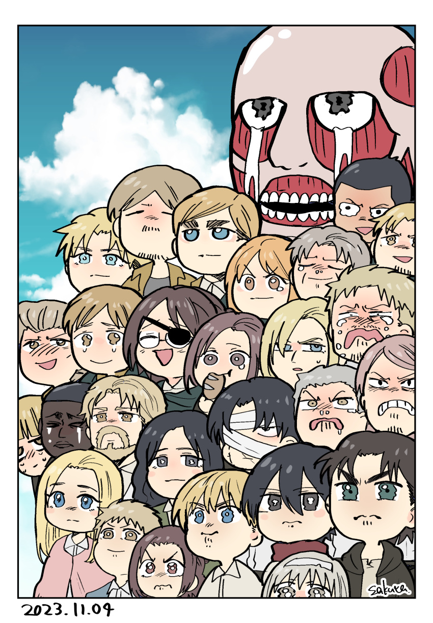 6+boys, 6+girls, absurdres, annie_leonhardt, armin_arlert, auruo_bossard, bertolt_hoover, chibi