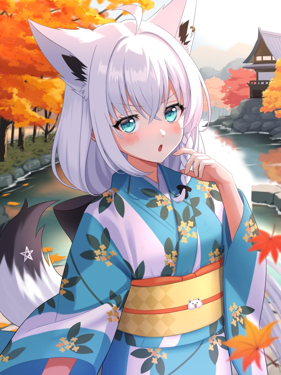 1girl, ahoge, animal_ear_fluff, animal_ears, blush, braid, commentary_request, earrings