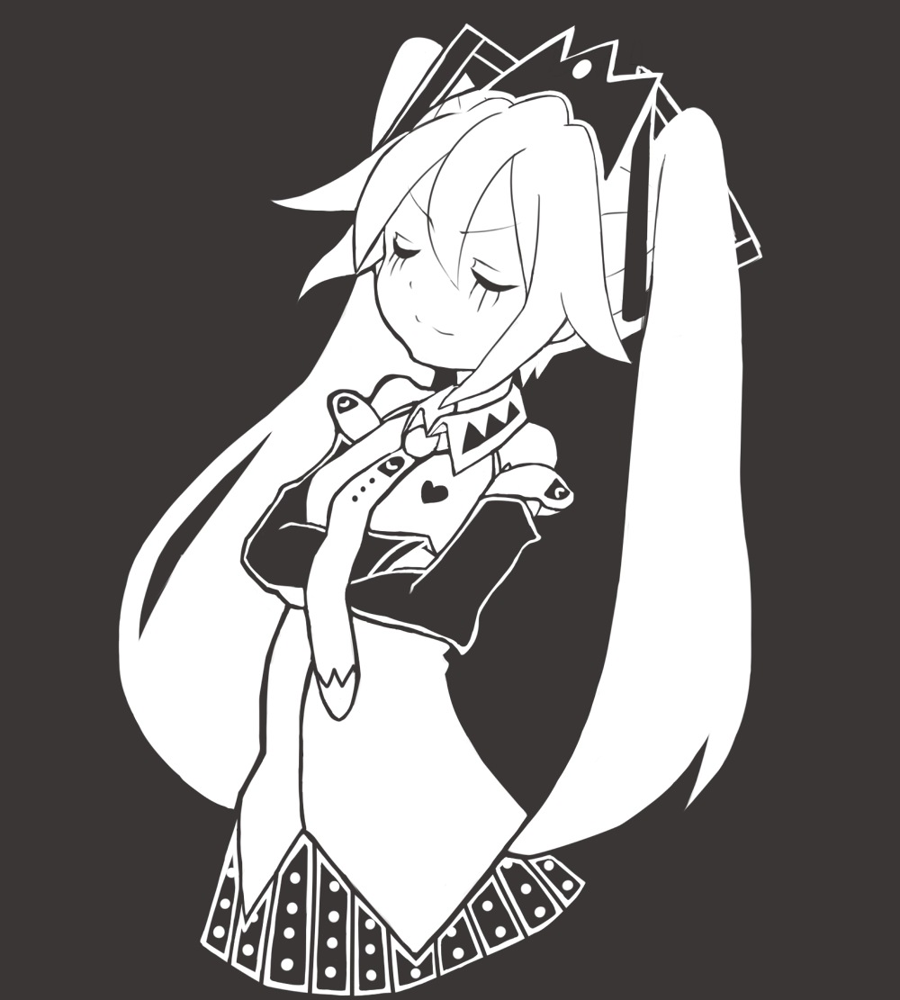 1girl, bare_shoulders, blush, buriki_no_dance_(vocaloid), closed_eyes, crossed_arms, crown, detached_sleeves
