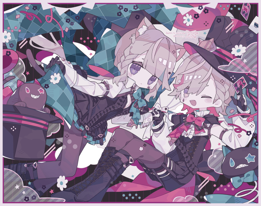 1boy, 1girl, absurdres, ahoge, animal_ear_fluff, animal_ears, animalization, argyle
