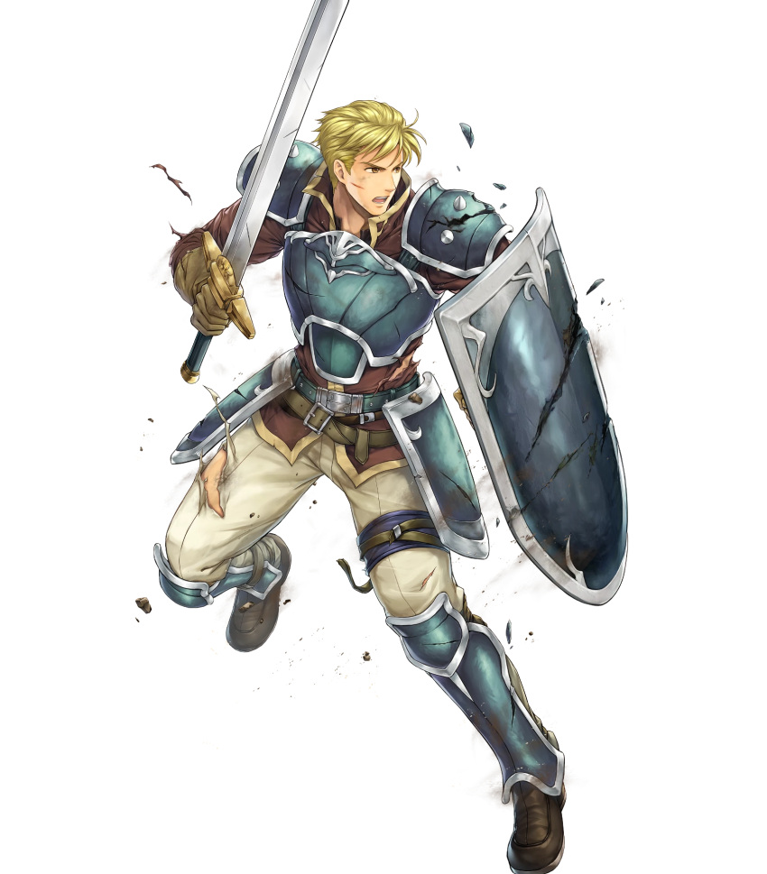 1boy, armor, blonde_hair, brown_footwear, damaged, fire_emblem, fire_emblem:_the_blazing_blade, fire_emblem_heroes