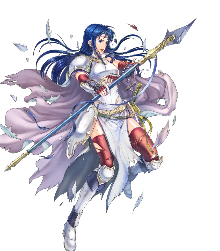 1girl, armor, blue_eyes, blue_hair, breastplate, cape, elbow_gloves, fire_emblem