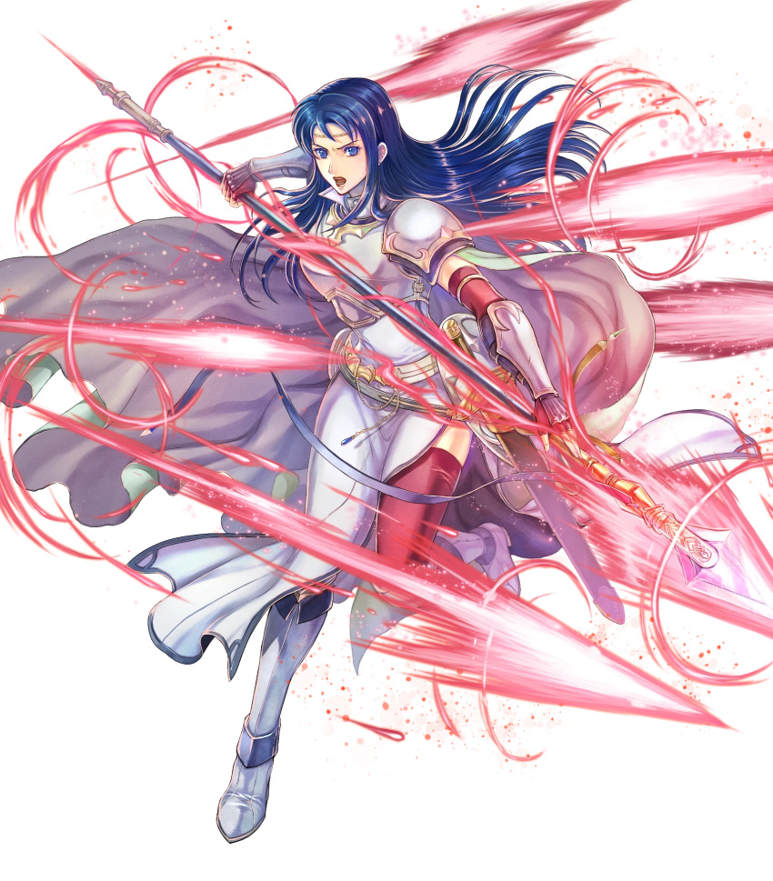 1girl, armor, blue_eyes, blue_hair, breastplate, cape, elbow_gloves, fire_emblem