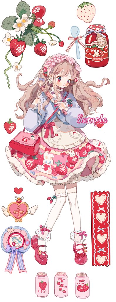 1girl, animal_print, ankle_cuffs, apron, asymmetrical_legwear, badge, bag, black_eyes