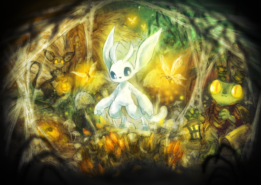 blurry, blurry_foreground, bug, butterfly, ei_(stingray), furry, indoors, lantern