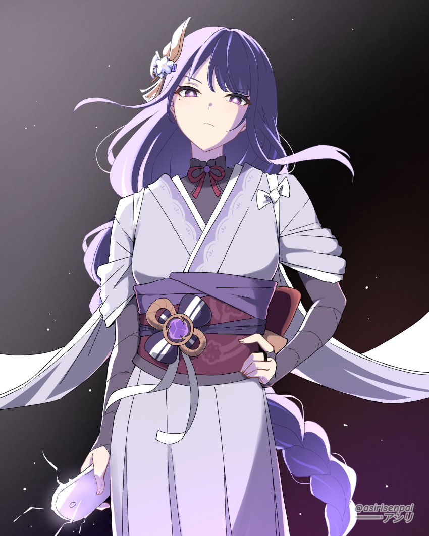 1girl, absurdres, asiri_senpai, commentary_request, cowboy_shot, genshin_impact, hand_on_own_hip, highres