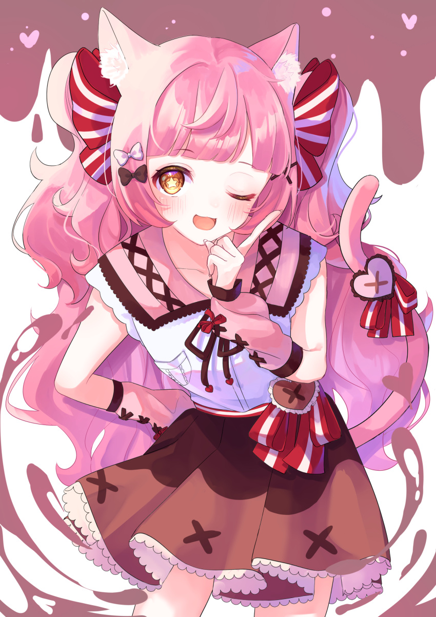 1other, ;d, absurdres, animal_ear_fluff, animal_ears, blunt_bangs, blush, bow