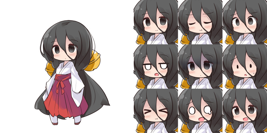 >_<, 1girl, :t, bell, black_hair, blush, brown_footwear, chuugoku_usagi