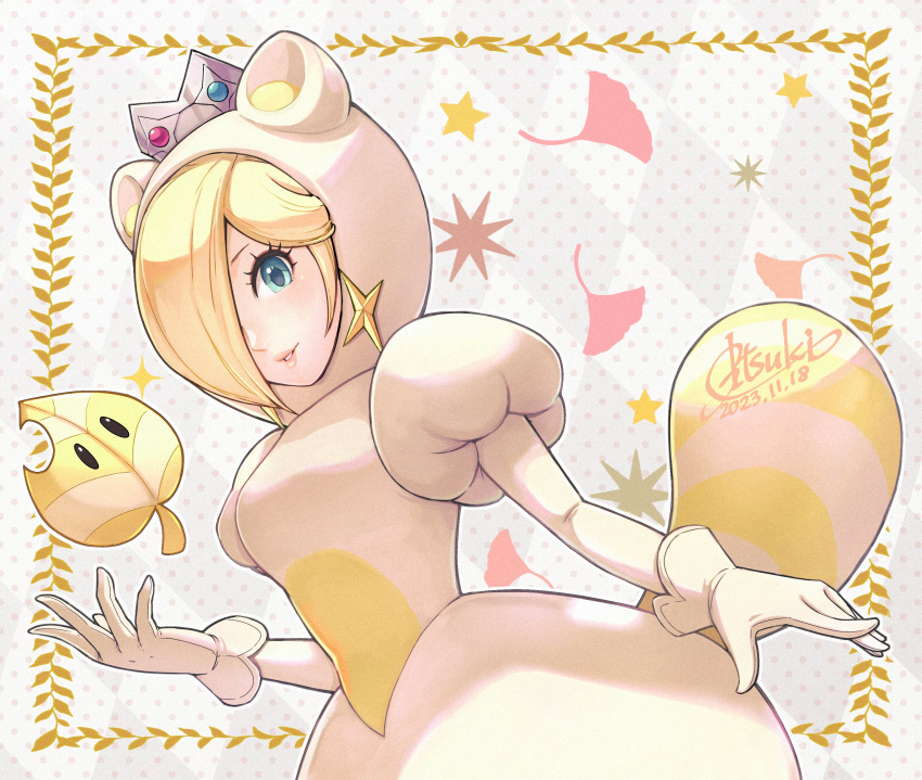 1girl, absurdres, alternate_costume, animal_ears, artist_name, blonde_hair, blue_eyes, breasts