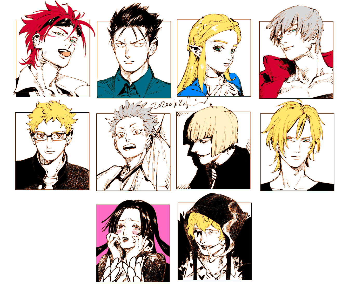 2girls, 6+boys, ash_lynx, banana_fish, black_hair, bleach, blonde_hair, blue_eyes