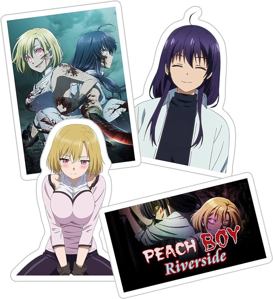 1boy, 1girl, blonde_hair, dark_hair, female, male, mikoto_kibitsu, peach_boy_riverside