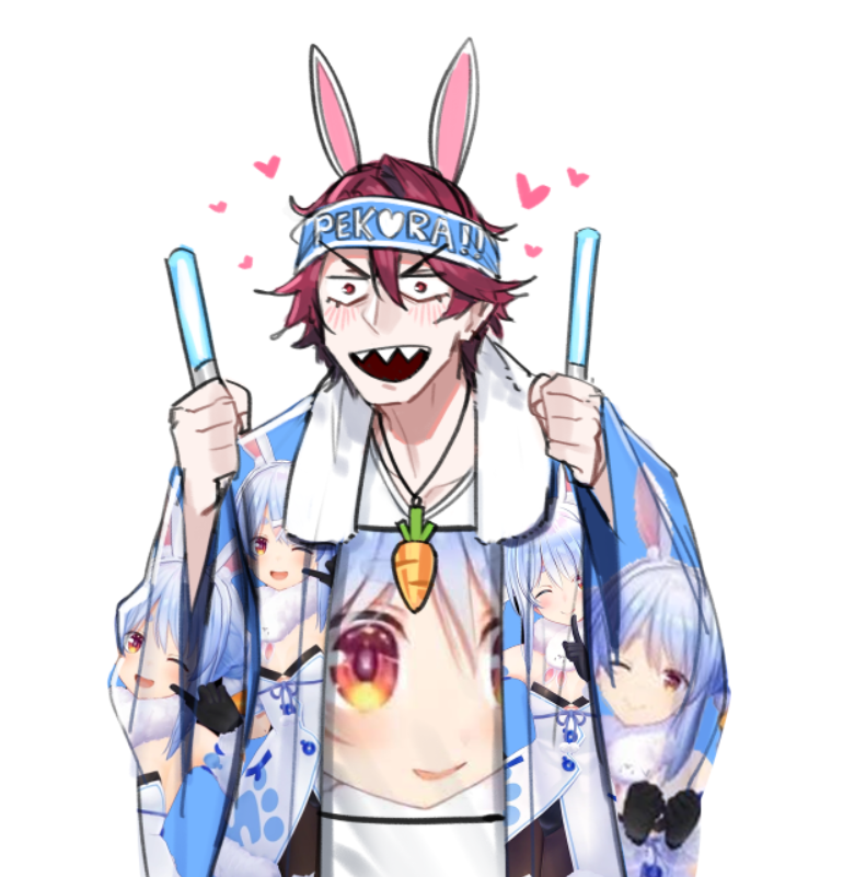 1boy, 1girl, animal_ears, blue_hair, carrot_necklace, dasdokter, hair_between_eyes, headband