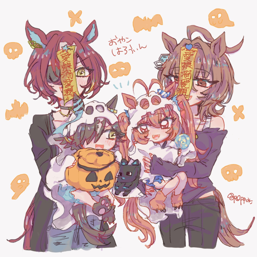 4girls, aged_down, agnes_tachyon_(umamusume), ahoge, animal_ears, antenna_hair, brown_eyes, brown_hair