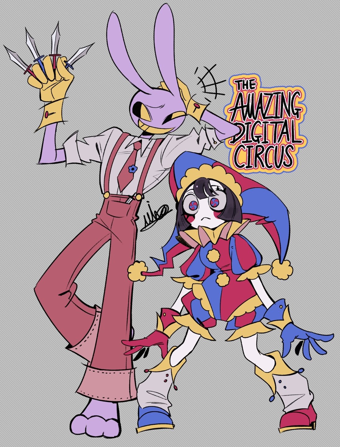 1boy, 1girl, 3mia_hadi3, adapted_costume, animal_ears, asymmetrical_gloves, blue_eyes, blue_gloves