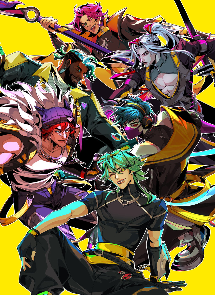 6+boys, aphelios, aqua_hair, bandaid, bandaid_on_face, bandaid_on_nose, black_gloves, blue_eyes