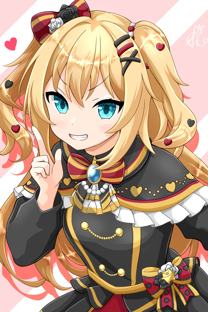 1girl, absurdres, akai_haato, akai_haato_(5th_costume), black_dress, blonde_hair, blue_eyes, bow