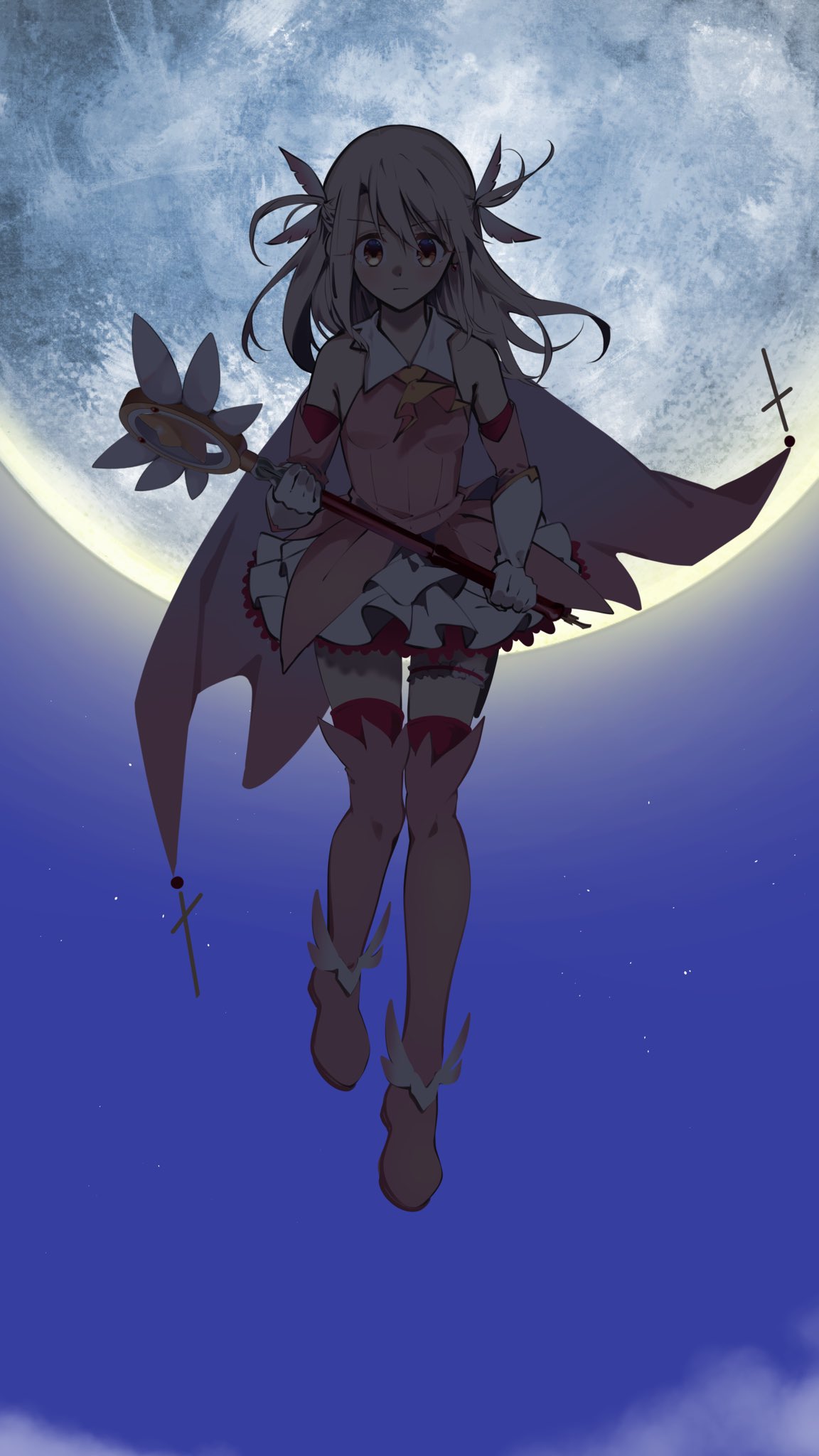 1girl, boots, cape, dark, dress, elbow_gloves, fate/kaleid_liner_prisma_illya, fate_(series)