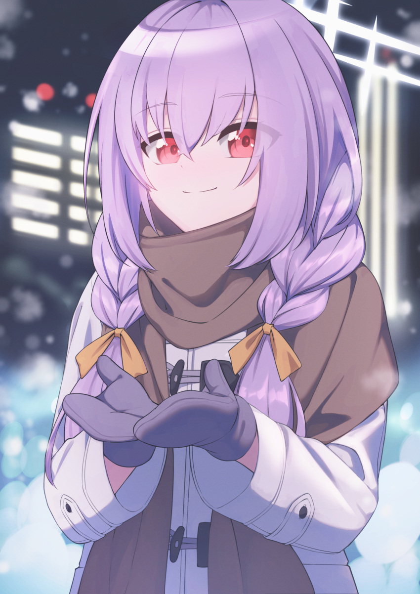 1girl, absurdres, alternate_costume, atsuko_(blue_archive), blue_archive, blurry, blurry_background, bow