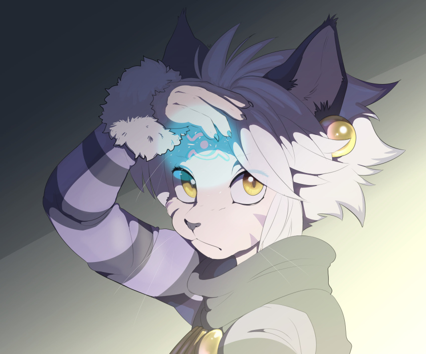 1girl, absurdres, anaquariusart, animal_ears, arm_up, cat_ears, cat_nose, claws