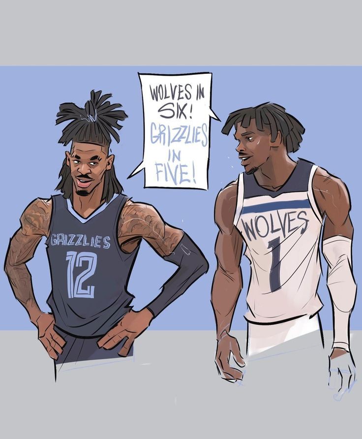 2boys, basket, basketball_jersey, dark_skin, drawing, ja_morant, jersey, long_hair