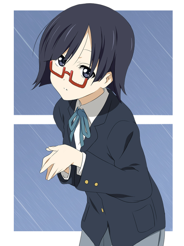 black_hair, blazer, blue_eyes, extra, face, girl_with_long_skirt_(k-on!), glasses, ikari_manatsu