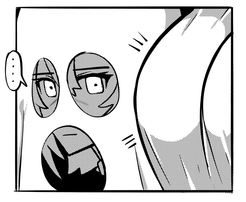 blank_eyes, breast_envy, breasts, fuwawa_abyssgard, ghost, ghost_costume, greyscale, halloween, halloween_costume, highres, hololive, hololive_english, ink, jealous, joecanvas, large_breasts, mococo_abyssgard, monochrome, non-web_source, screentones, short_hair, speech_bubble, virtual_youtuber