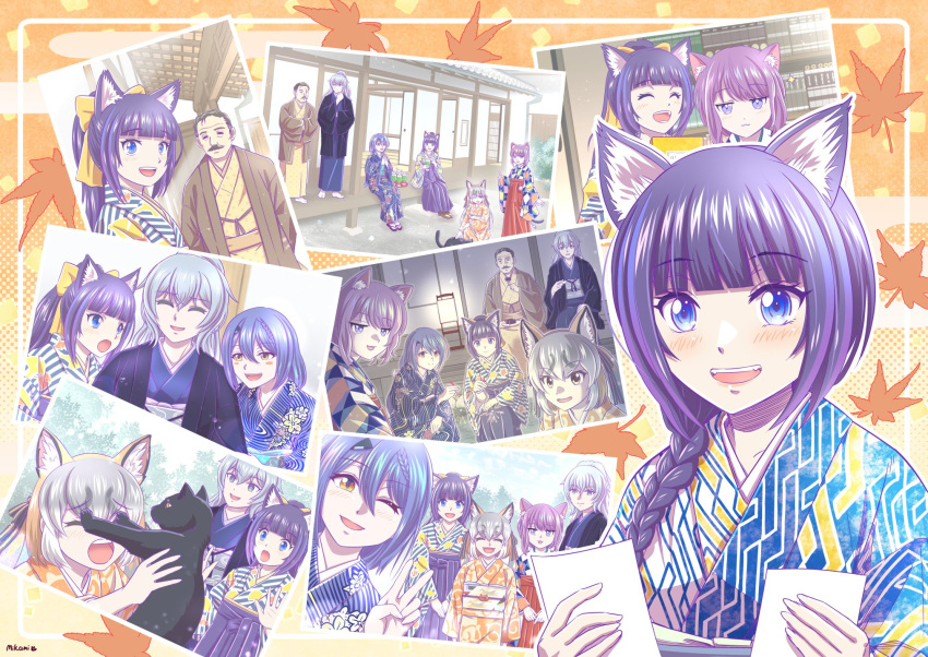 .live, 1boy, 3uphiro, 5girls, animal_ears, aogiri_koukou, blue_eyes, blue_hair