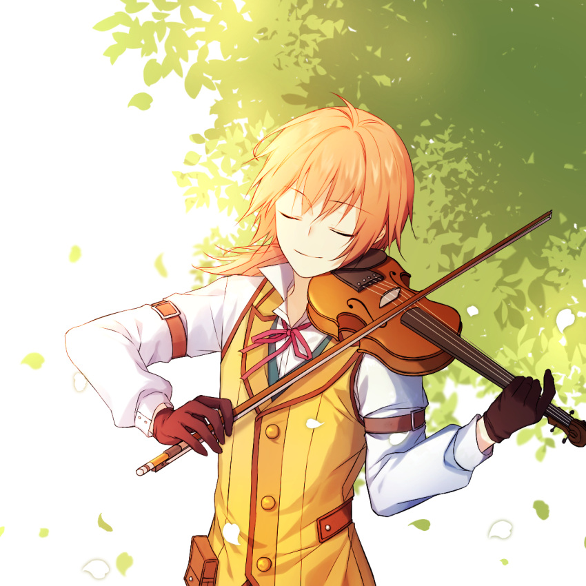 1boy, belt, black_gloves, bow_(music), closed_eyes, closed_mouth, eiyuu_densetsu, elliot_craig