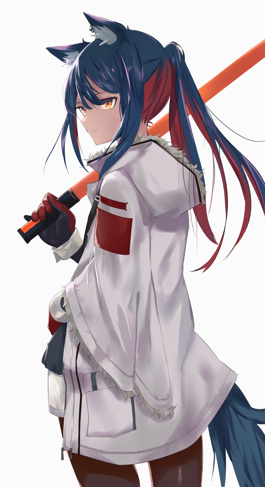 1girl, absurdres, animal_ear_fluff, animal_ear_piercing, animal_ears, ao_oni_(onioni-aoi), arknights, black_gloves