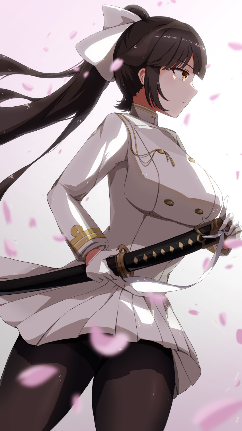 1girl, absurdres, animal_ears, azur_lane, black_hair, blush, bow, breasts