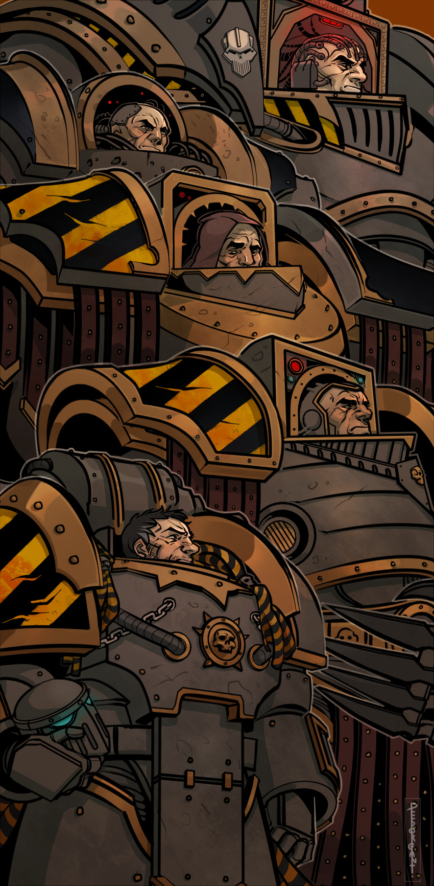 absurdres, armor, armored_boots, bald, barabas_dantioch, battle_damage, big_nose, black_eyes