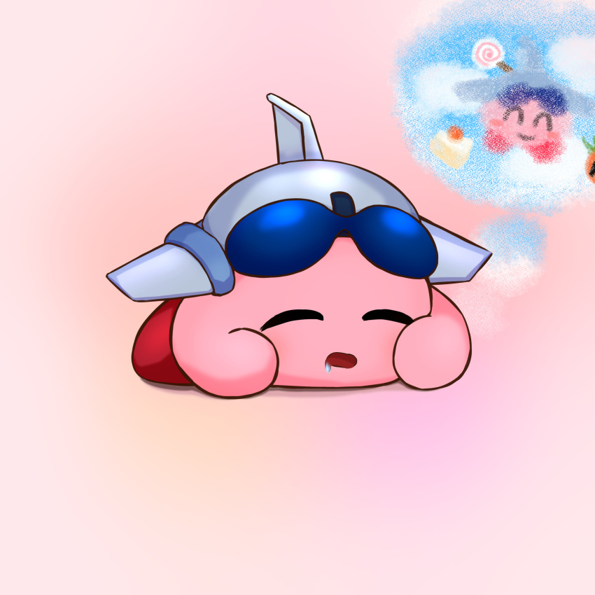 closed_eyes, closed_mouth, commentary_request, copy_ability, dreaming, drooling, highres, jet_kirby